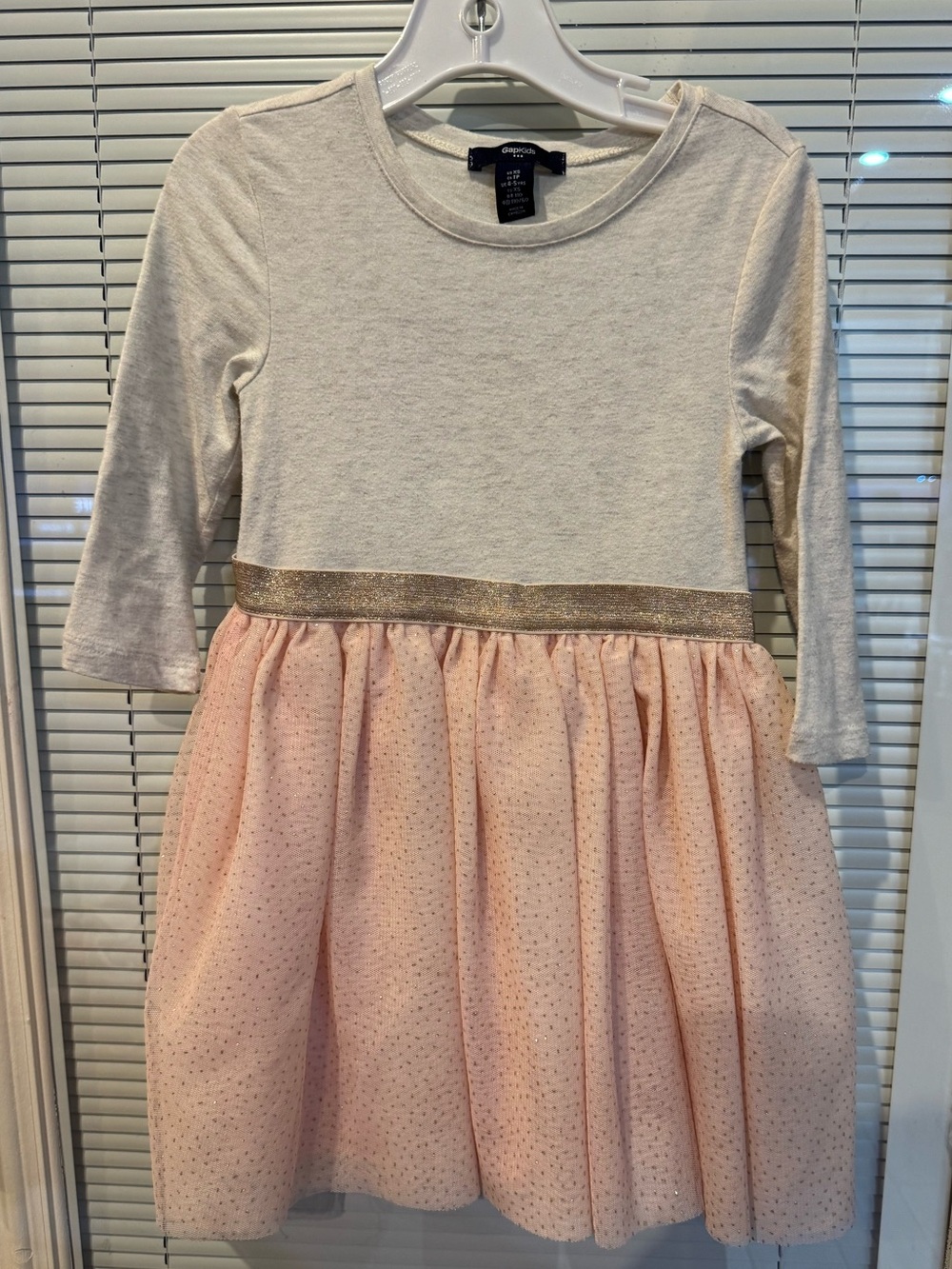 Gap Kids Girls Sparkle Tulle Dress XS 4-5 Pink Gold Holiday